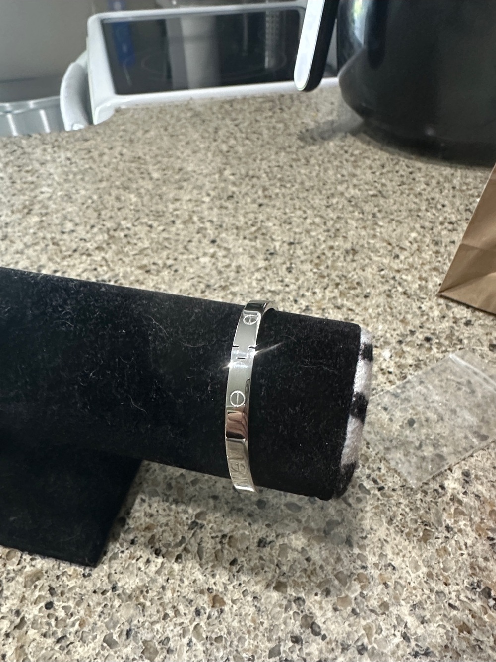 Women Silver-Tone Screw Motif Stainless Steel Bracelet
